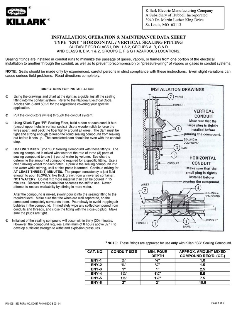 Hubbell Killark ENY Series INSTALLATION, OPERATION & MAINTENANCE DATA SHEET
