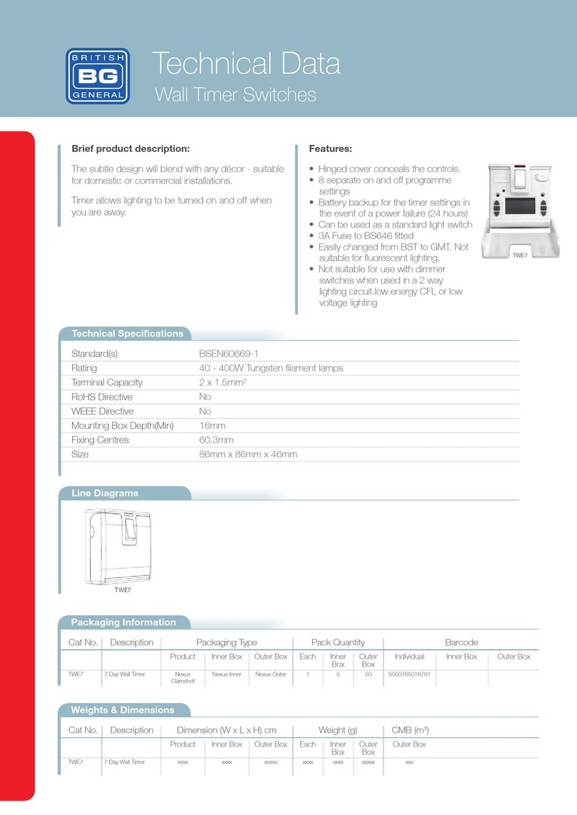 BG Electrical TWE7 Technical data