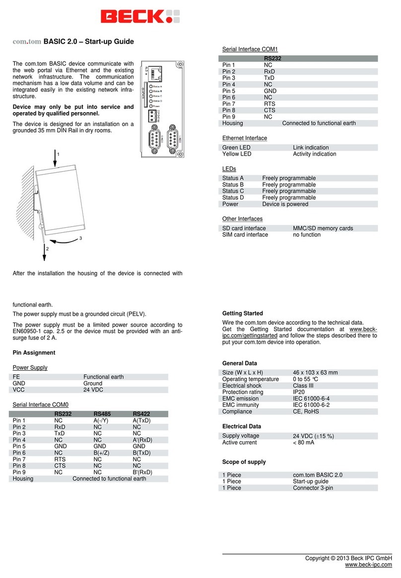 Beck com.tom BASIC 2.0 Startup guide