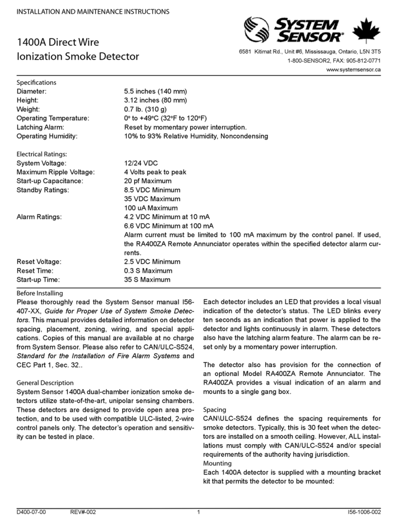 System Sensor 1400A Direct Wire User manual