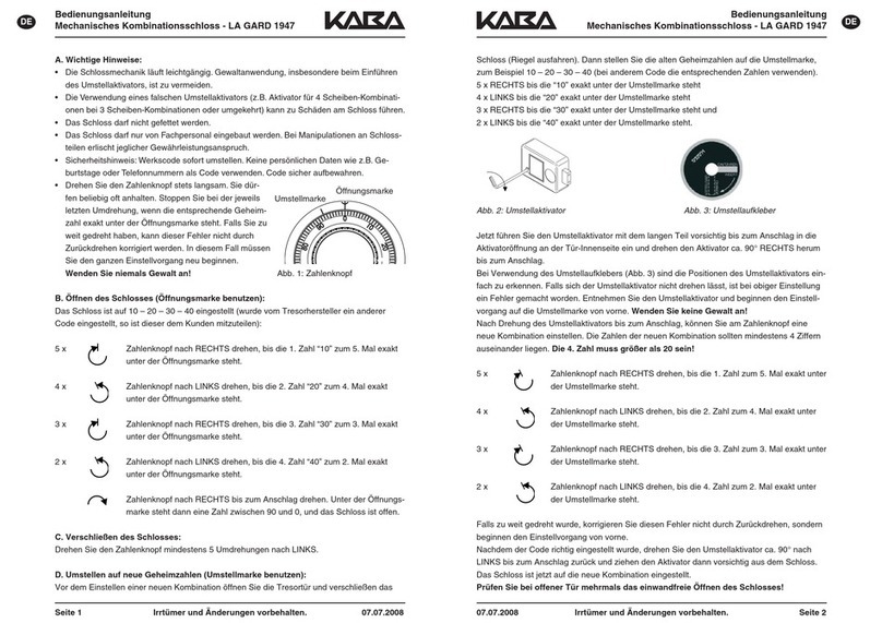 Kaba LA GARD 1947 operating instructions