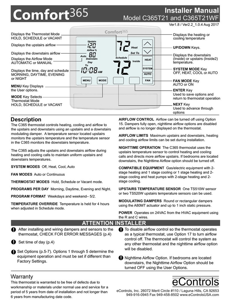 Comfort365 C365T21 Installer manual