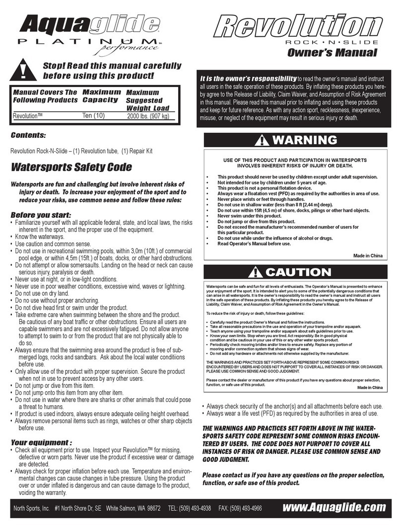 Aquaglide PLATINUM Performance Revolution Rock-N-Slide owner's manual