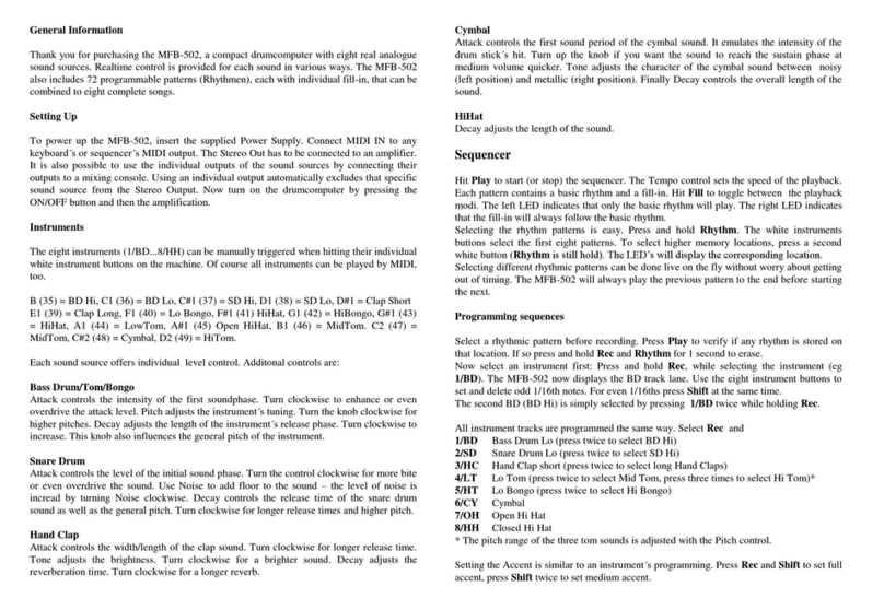 MFB 502 owner's manual