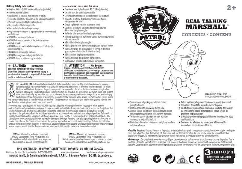 Paw Patrol REAL TALKING MARSHALL Battery changing instructions