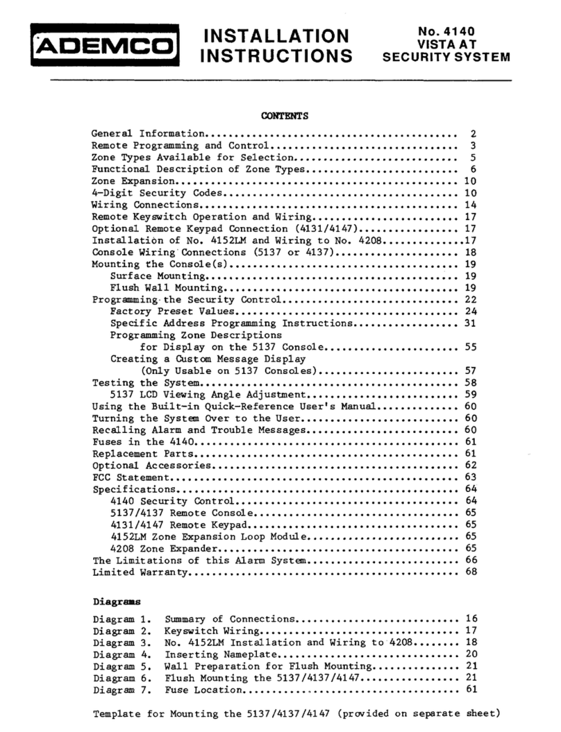 ADEMCO Vista AT 4140 User manual