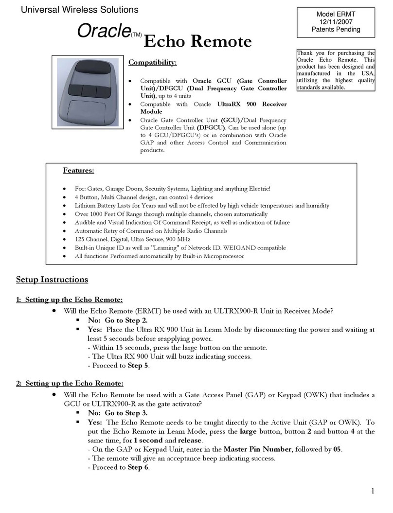 Universal Wireless Solutions Oracle Echo Quick start manual