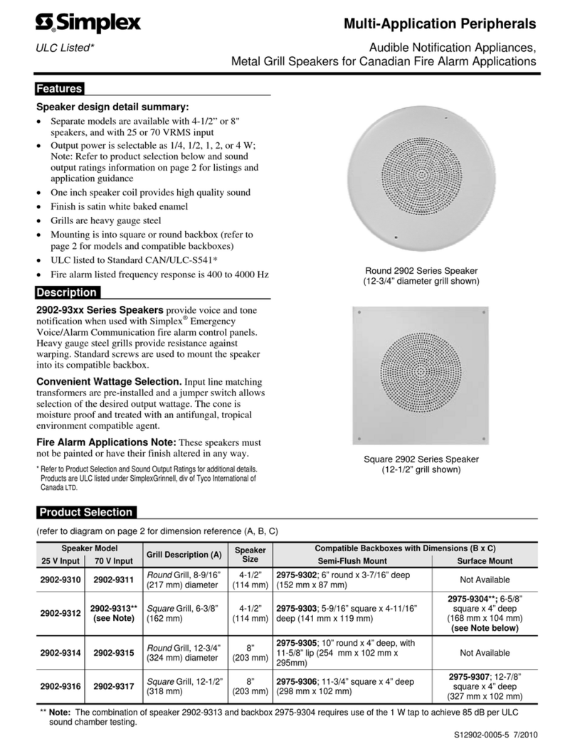 Simplex Tyco 2902-93 Series User manual
