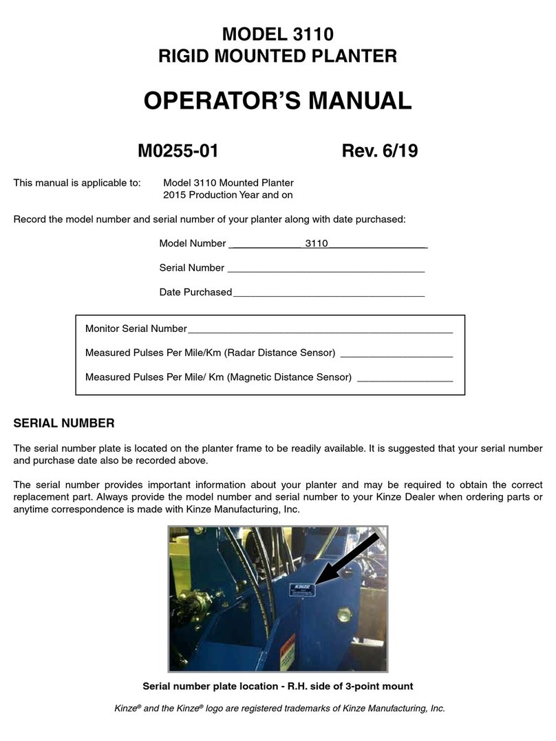 KINZE Manufacturing, Inc. 3110 Operator's manual