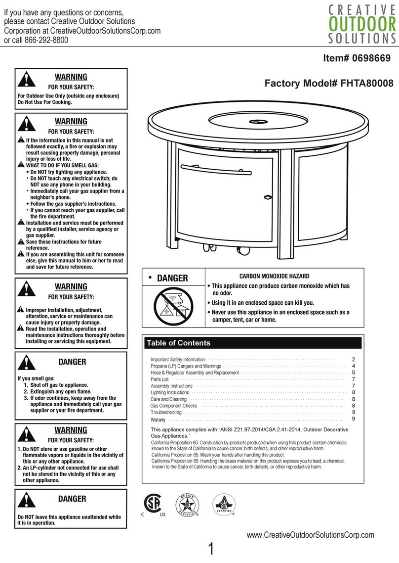 Creative Outdoor Solutions FHTA80008 manual