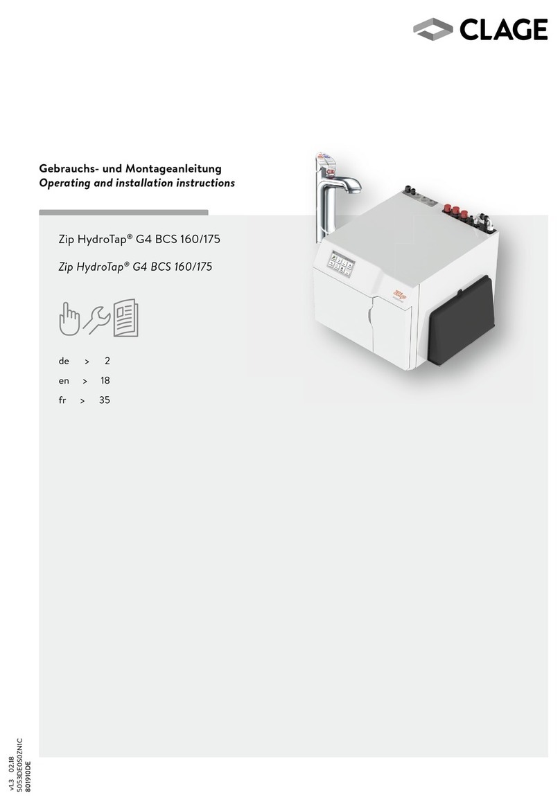 clage Zip HydroTap G4 BCS 160/175 User manual