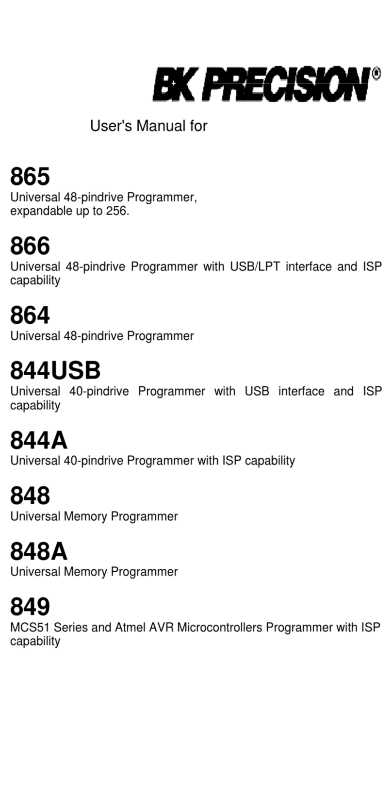 B+K precision 865 user manual