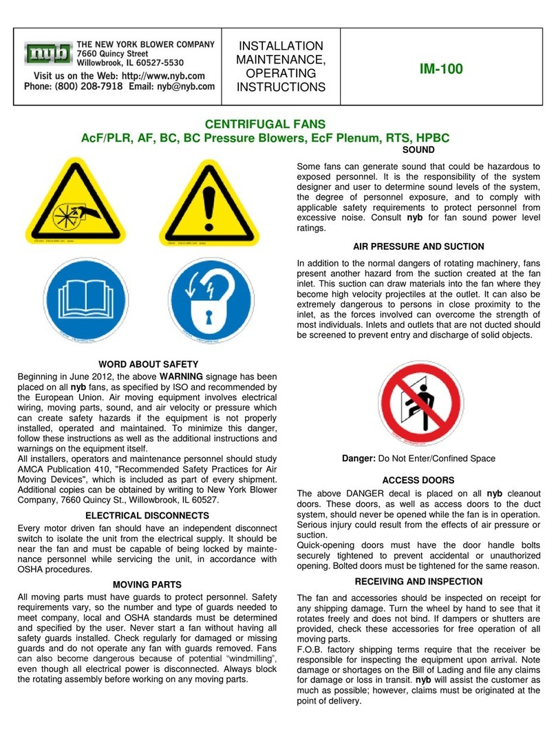 New York Blower AcF/PLR Series operating instructions