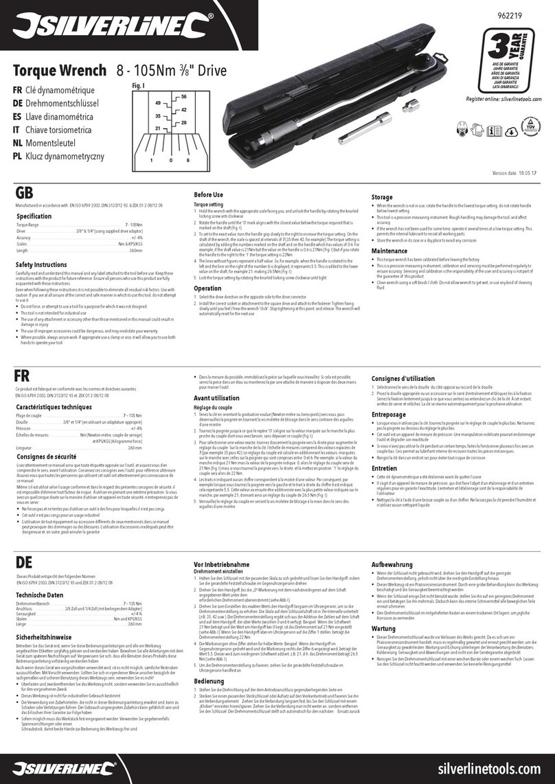 Silverline 962219 quick start guide
