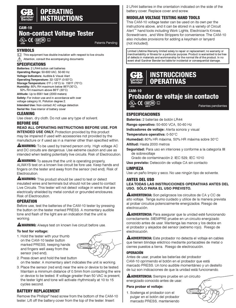 Gardner Bender CAM-10 operating instructions