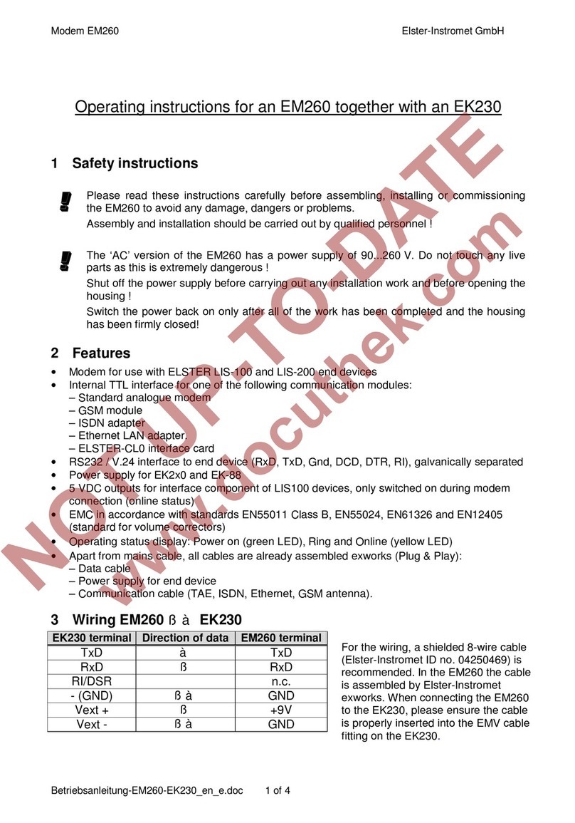 Elster EM260 operating instructions