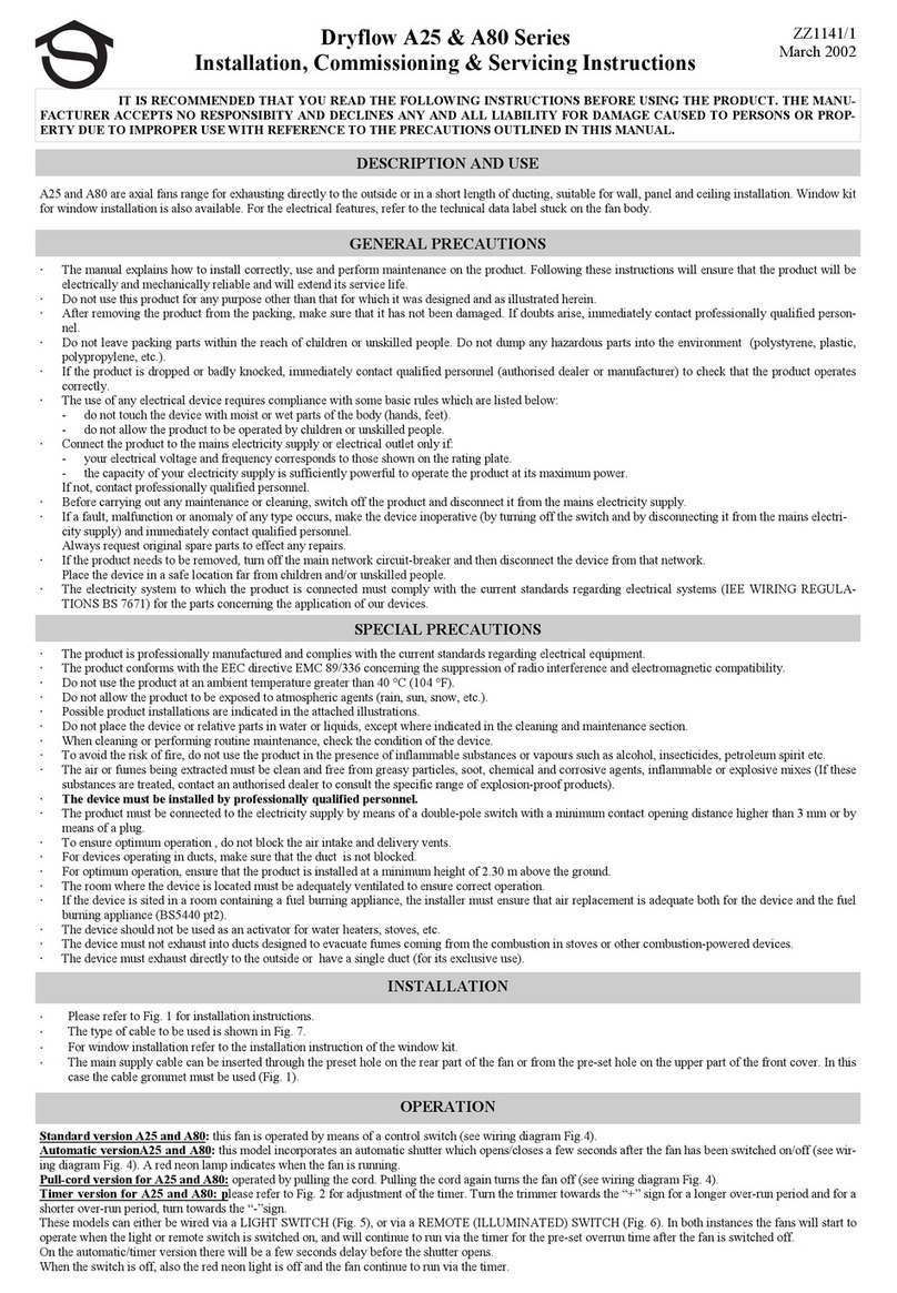 Johnson & Starley Dryflow A25 Series Servicing instructions Johnson & Starley Dryflow A25 Series Servicing instructions