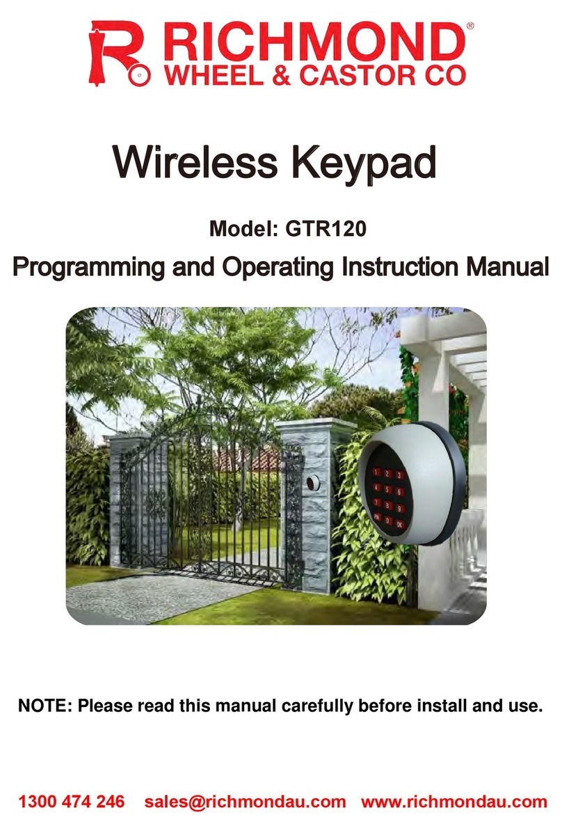 Richmond GTR120 Programming and Operating Instruction Manual