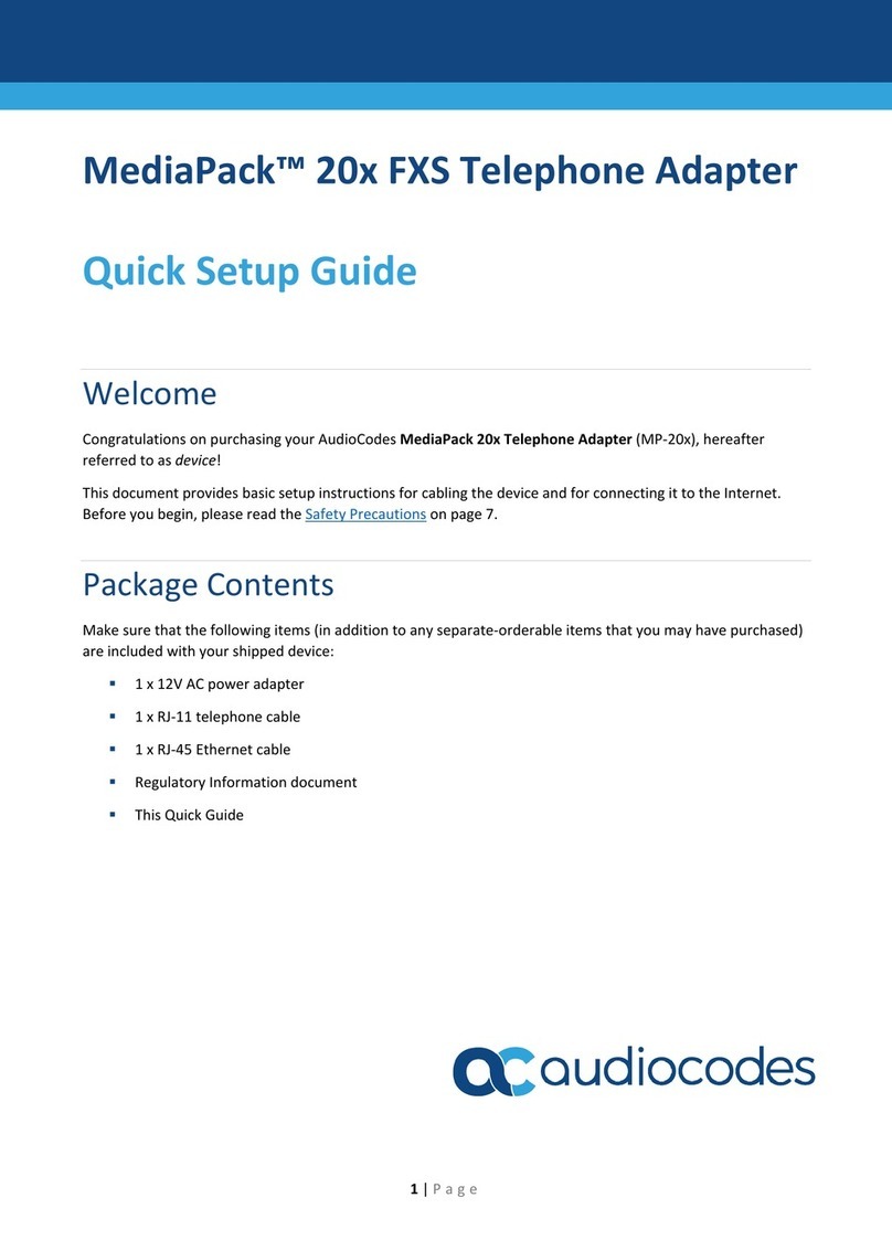 AudioCodes MediaPack 20 Series User manual AudioCodes MediaPack 20 Series User manual
