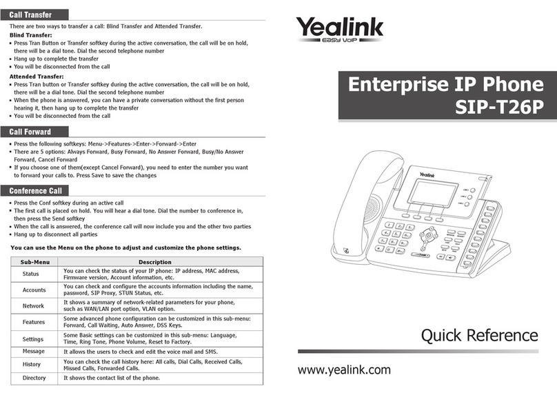 Yealink Yealink SIP-T26P quick reference