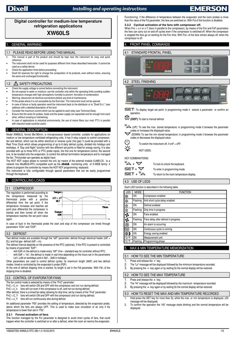 dixell XW60LS Installing and operating instructions