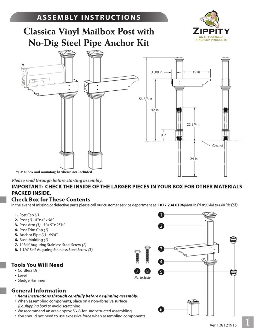 Zippity Classica Vinyl Mailbox Post Assembly instructions Zippity Classica Vinyl Mailbox Post Assembly instructions