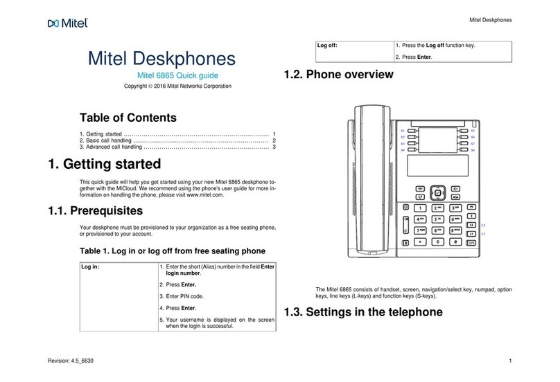 Mitel Deskphone 6865 quick guide