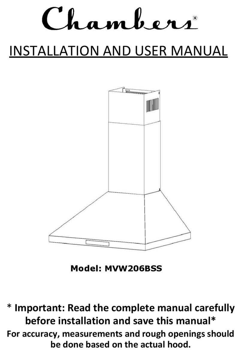 Chambers MVW206BSS Installation and user manual