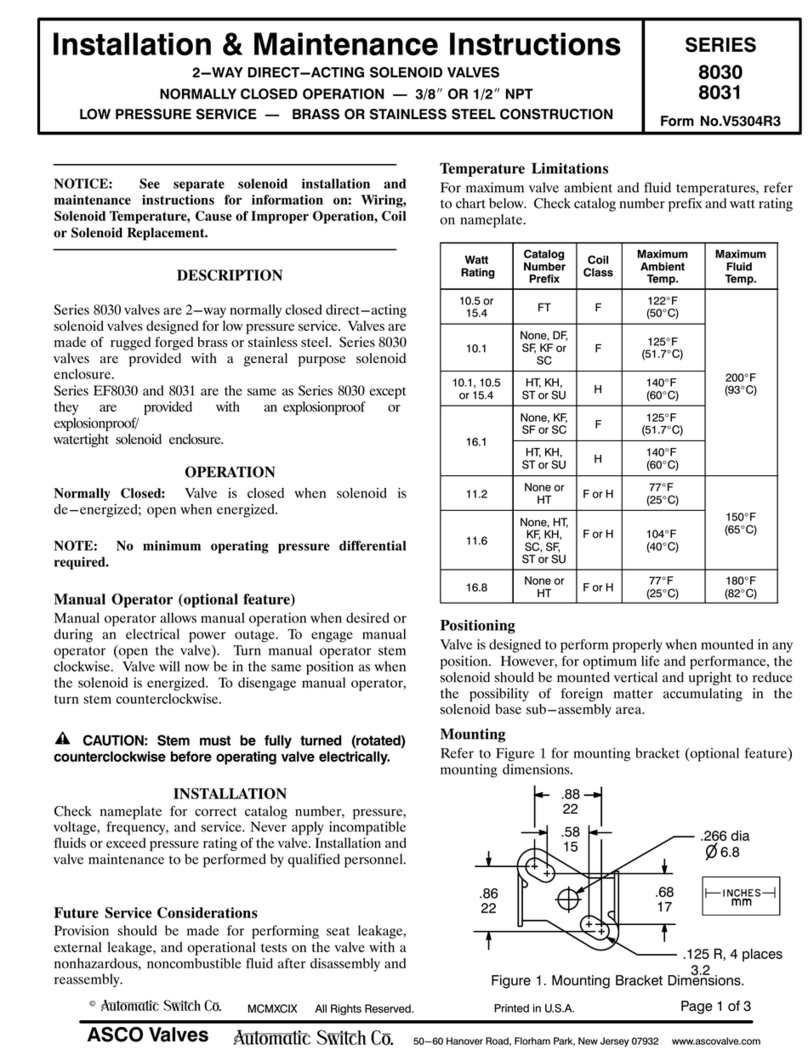 Asco 8030 Series Installation and operating instructions