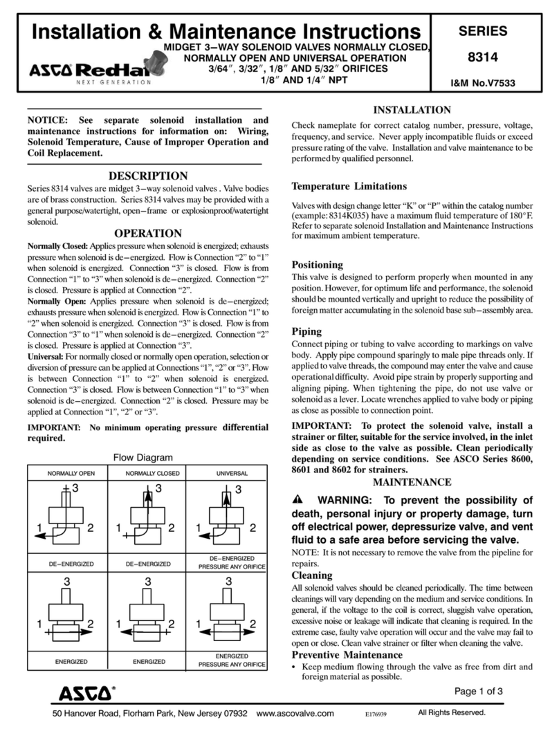 Asco RedHat 8314 Series Installation and operating instructions