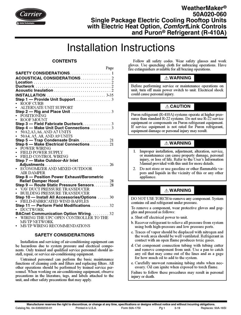 Carrier WeatherMaker 50A020-060 User manual