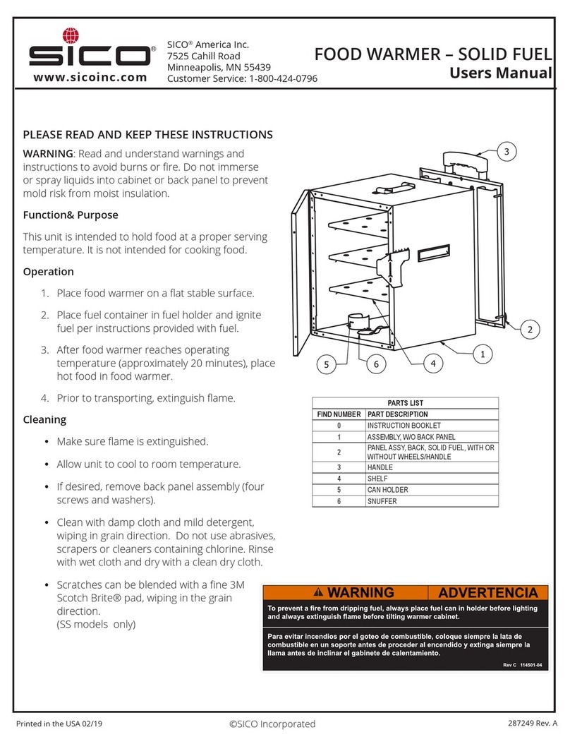 SICO FOOD WARMER user manual