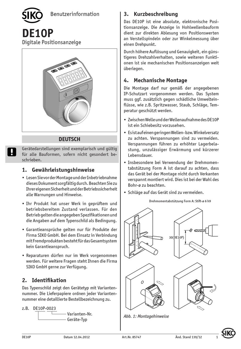 Siko DE10P Operation manual