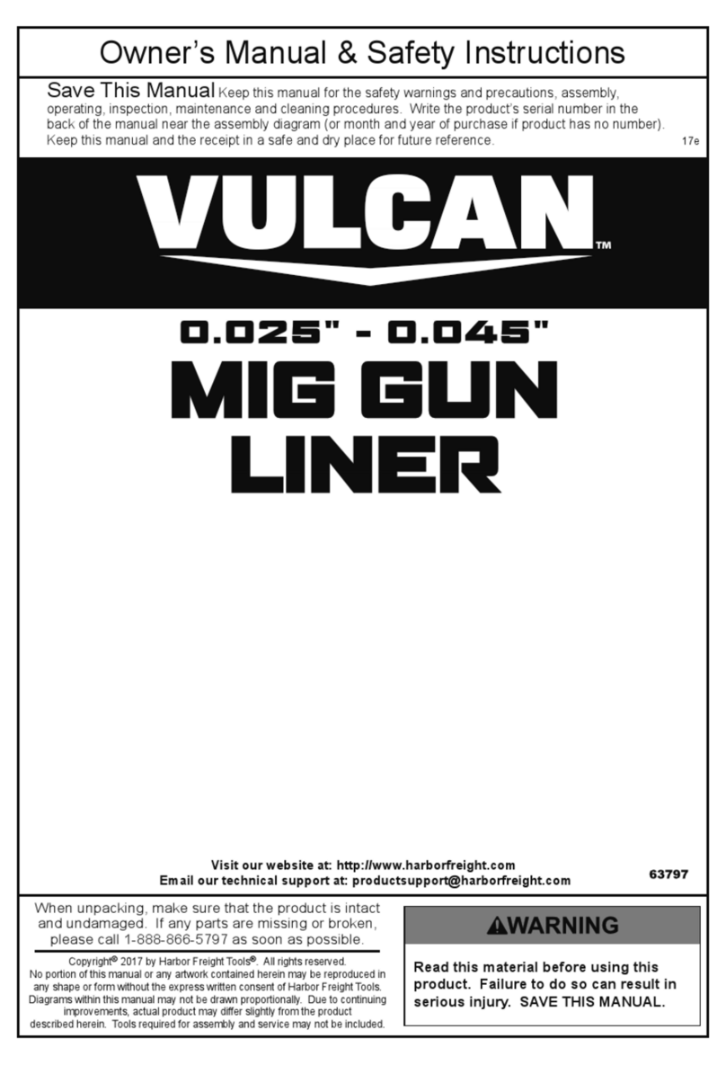 Harbor Freight Tools VULCAN MIG GUN LINER Assembly instructions
