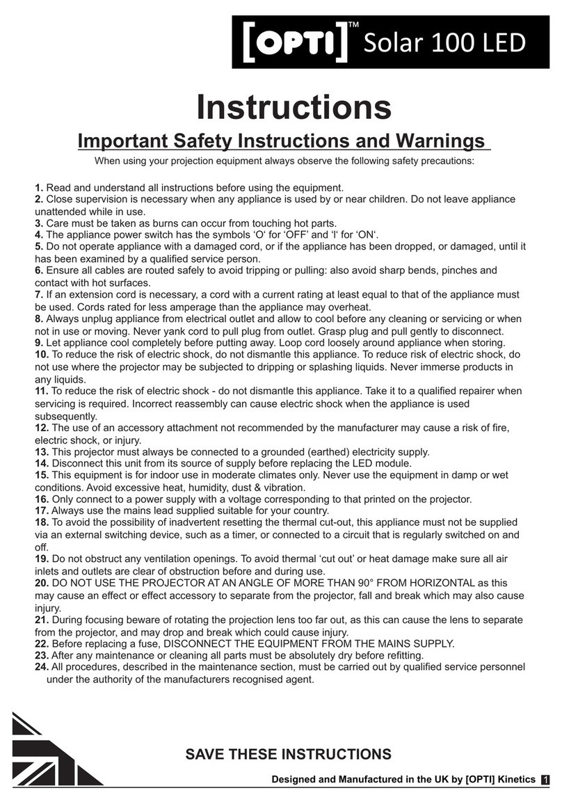 OPTI Kinetics Solar 100 LED instructions