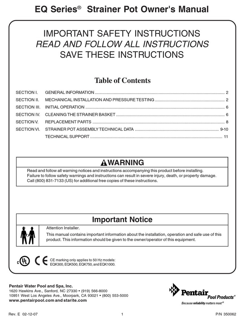 Pentair Pool Products EQ Series owner's manual