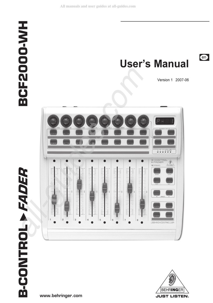 Behringer B-Control Fader BCF2000-WH User manual