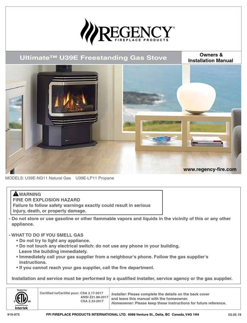 Regency Ultimate U39E Series Owners & installation manual