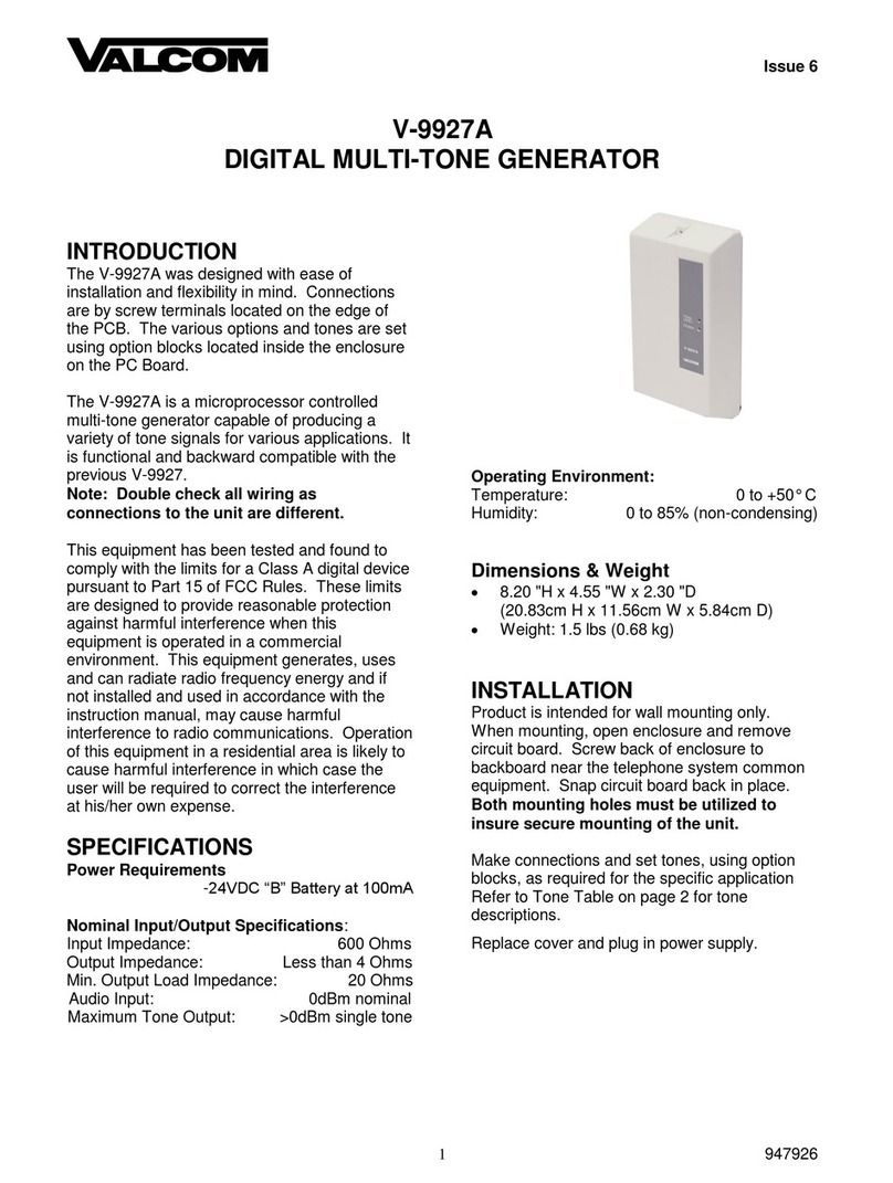 Valcom V-9927A quick start guide