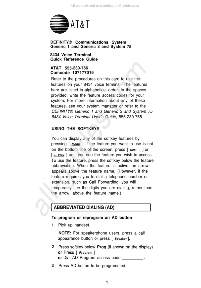 AT&T Definity 8434 User manual