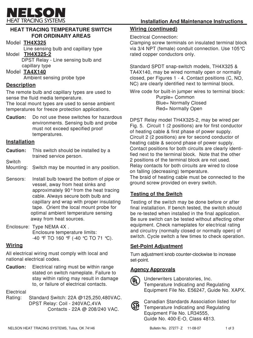Nelson TH4X325 Installation and maintenance instructions