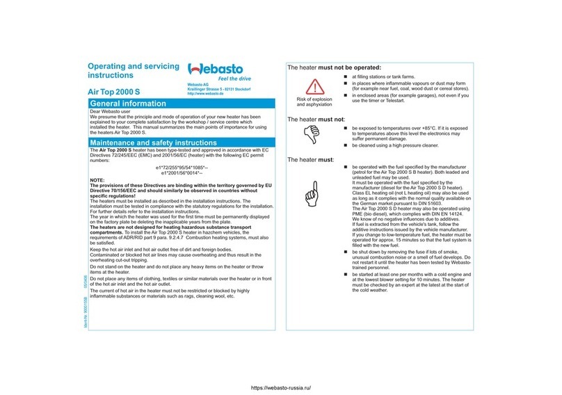 Webasto AirTop 2000 S Operating, and servicing  instructions