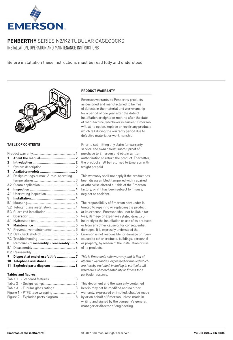 Emerson Penberthy N2 Series Installation, operation and maintenance instructions Emerson Penberthy N2 Series Installation, operation and maintenance instructions