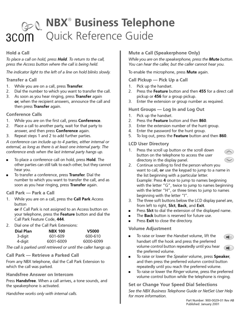3Com NBX 100 Quick reference guide