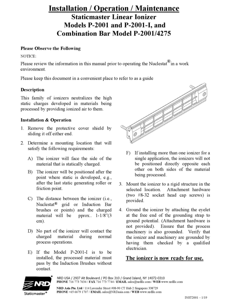 NRD Staticmaster P-2001 Installation, operation and maintenance guide