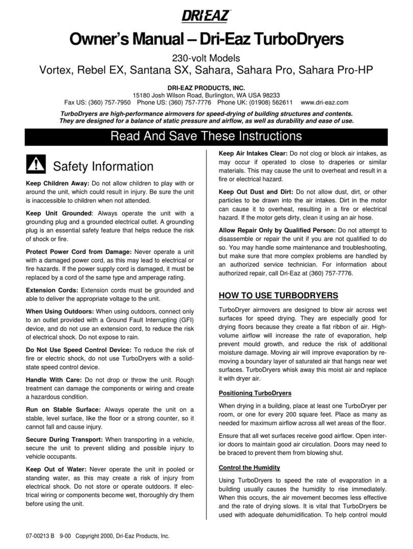 Drieaz TurboDryer Vortex owner's manual