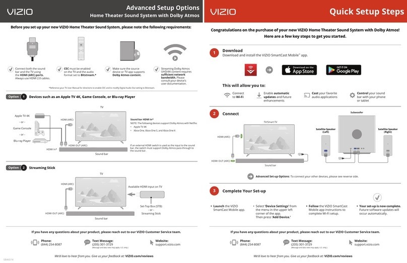 Vizio SB46514-F6 Quick Setup Steps
