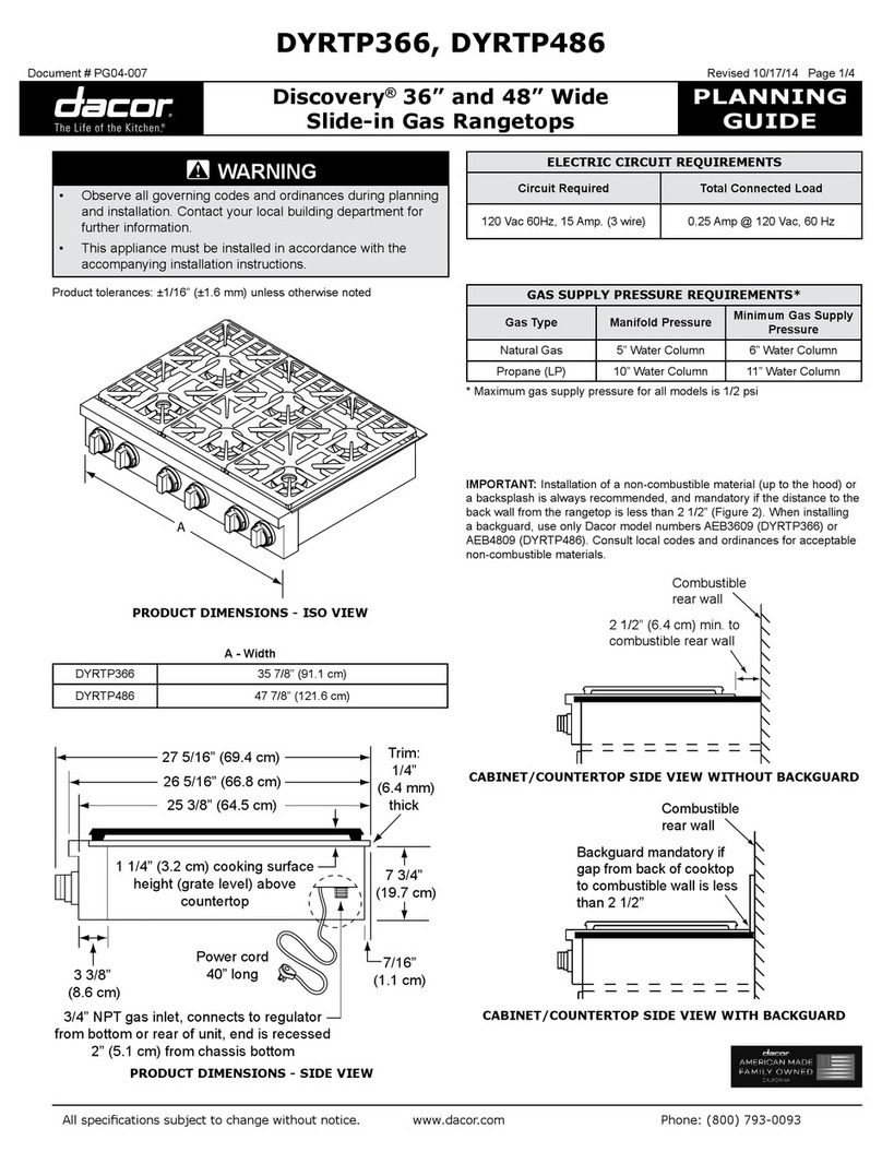 Dacor DYRTP366 Planning guide