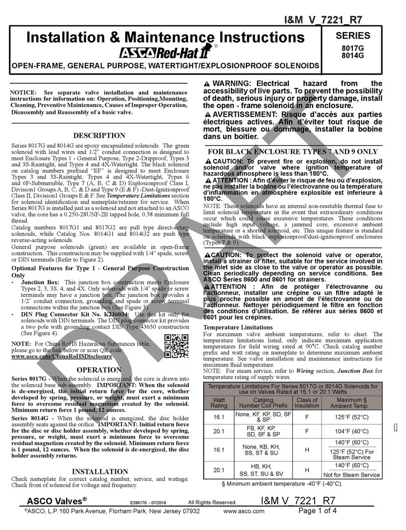 ASCO Valves Red-Hat II 8017G Series Installation and operating instructions