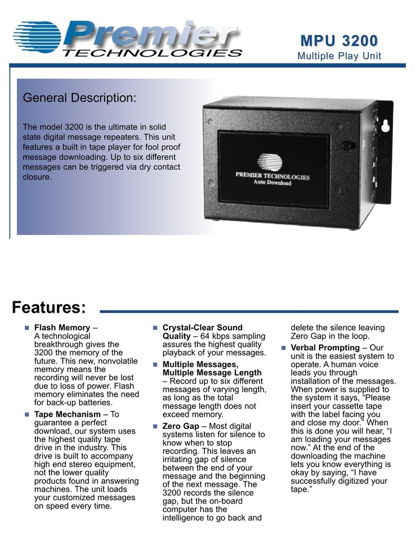 Premier Technology MPU 3200 Instruction manual
